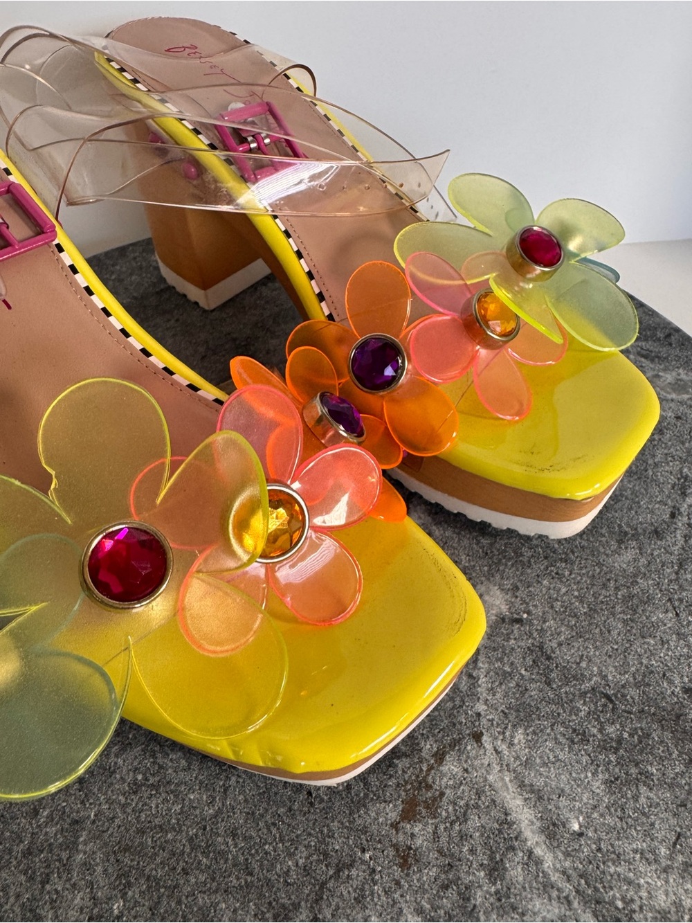 Betsey Johnson Beckket Flower Block Heels Sandals 8 - Picture 8 of 14